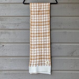 NWOT Timberlake Plaid Knit Scarf Camel Tan Cream 65" x 10" One Size Unisex